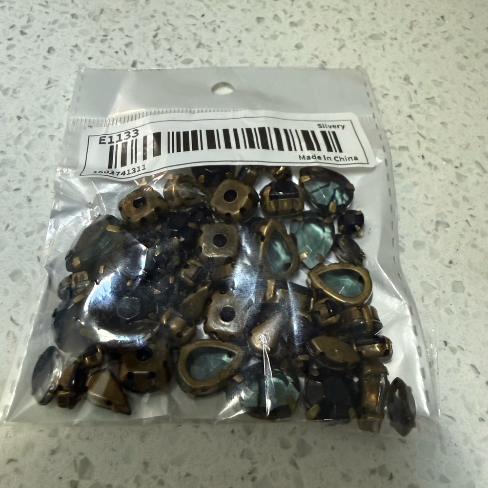 Jcrew Blue crystals necklace and embroidery Accessories one set about 40 crystal